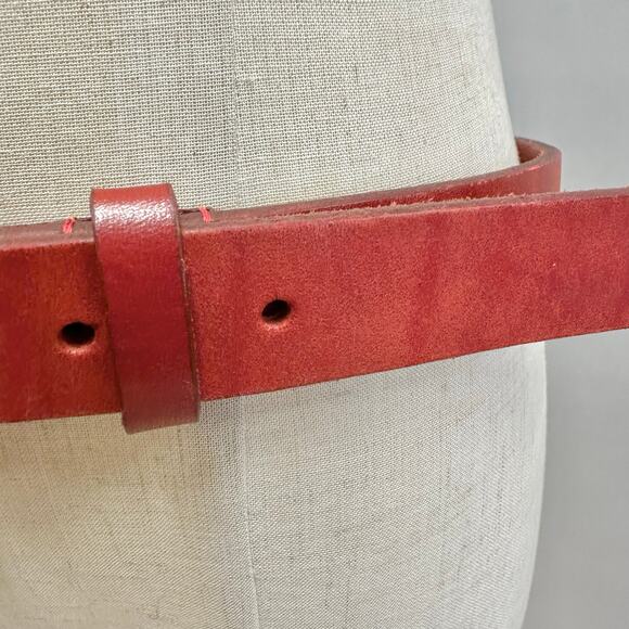 Ralph Lauren Red Leather Belt w/ Brass Buckle Size 34 RL MCMLXVII Made in Italy - Picture 3 of 16